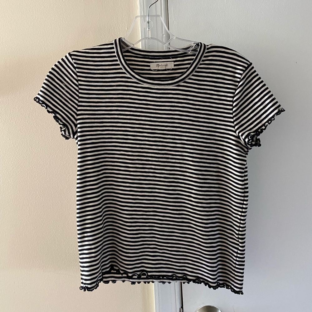 Madewell Black and White Striped Short Sleeve Tee
